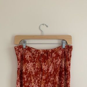 FREE PEOPLE MIDI SKIRT (Red/Tan) Floral